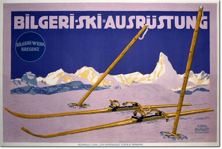 KUNST. Bilgeri Ski Ausrustung. 1910 ca.