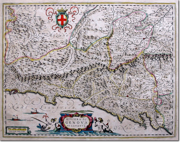 BLAEU. Riviera di Genova di Levante. 1664