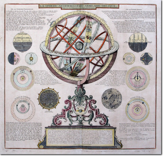 DE FER. La Sphere Artificielle ou Armilaire Oblique (Sfera Armillare). 1740