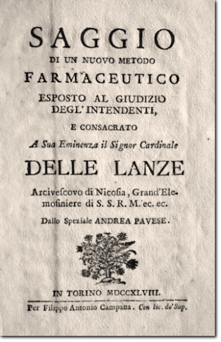 PAVESE. Saggio di un nuovo metodo Farmaceutico... 1748