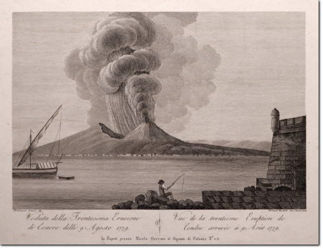 BARTOLO - CATOZZO. Vesuvio in eruzione. 1804. Bulino