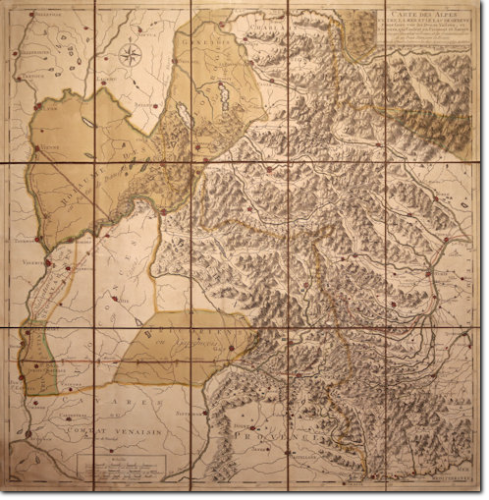Carte des Alpes. 1770. Acquaforte