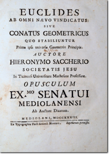 SACCHERI. Euclides ab omni naevo vindicatus. 1733