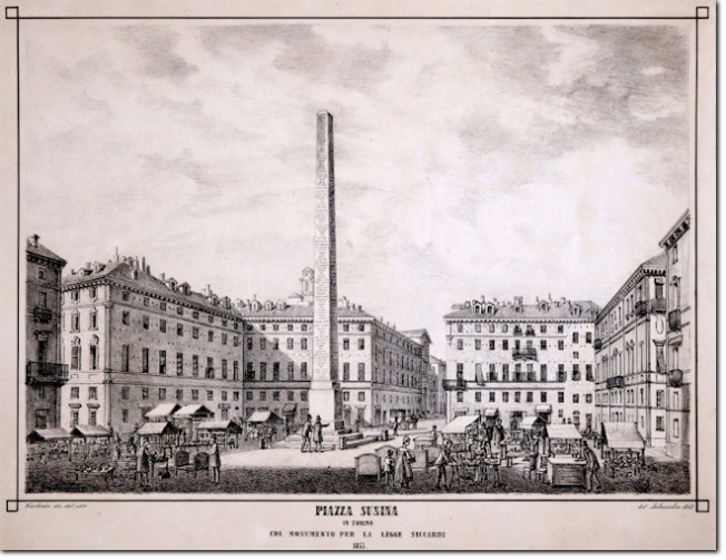 NICOLOSINI. Torino Piazza Savoia. 1853. Litografia