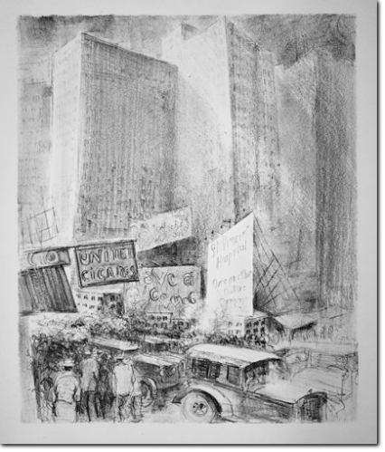 WELTI. Corner of 6th Avenue and Broadway. 1927. Litografia